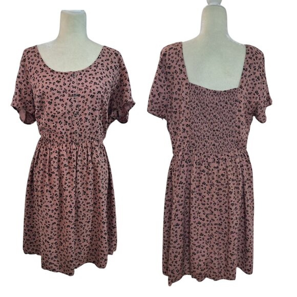 Forever 21 Women's Rust Pink Floral Cap Sleeve Travel Vacation Dress 2X - Picture 2 of 8